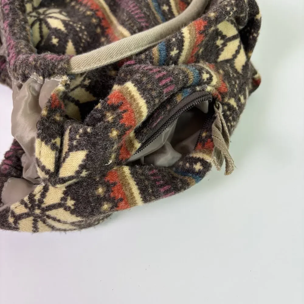 Mossimo Y2K Fair Isle Round Top Handle Purse Flannel Snowflake Winter Hobo Bag